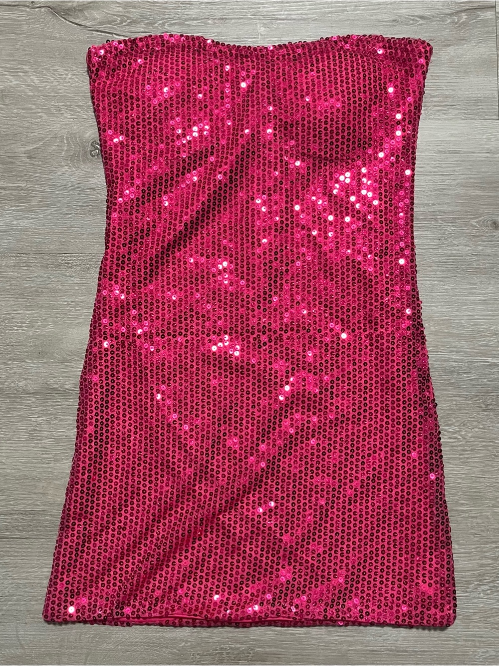 Sugar & Spice Y2K Hot Pink Sequin Strapless Mini Dress
